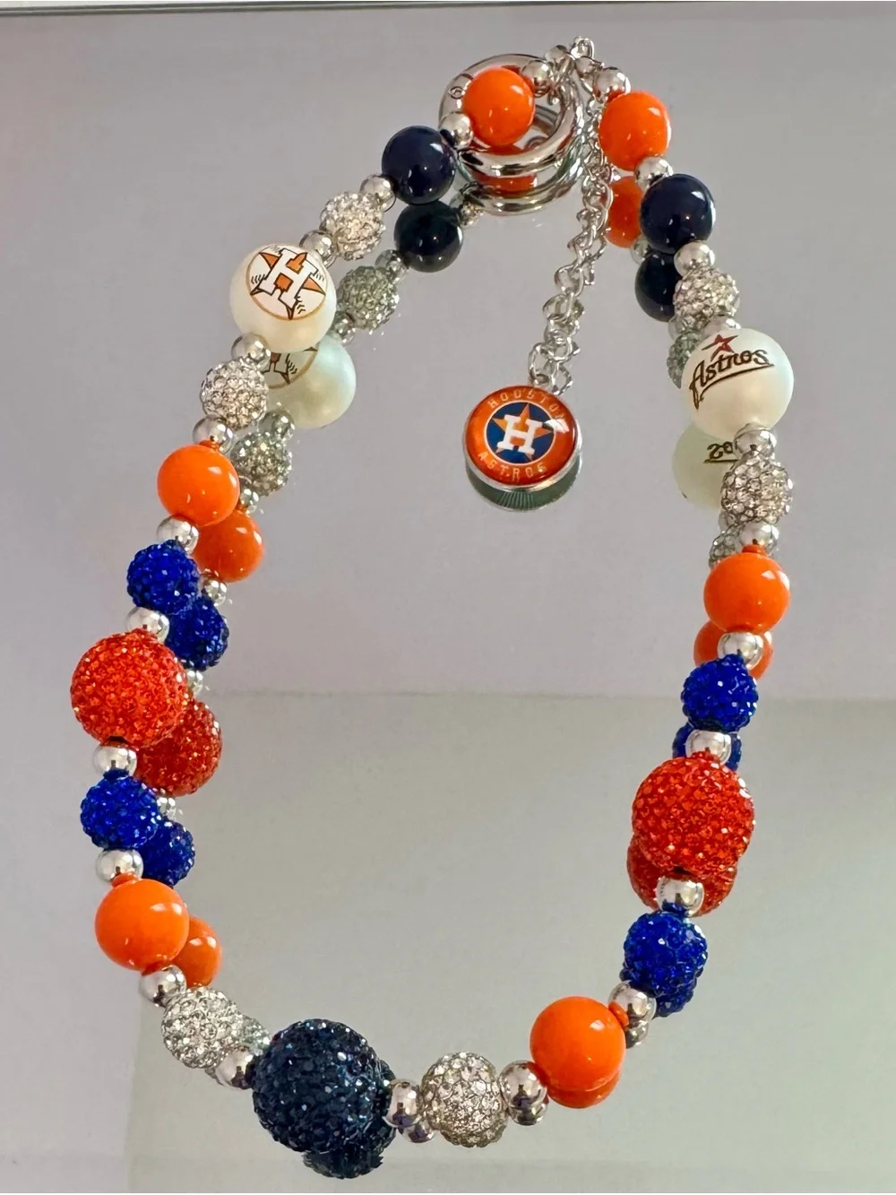 New Houston Astros Orange & Navy Beaded Charm Phone Chain/Bag Chain